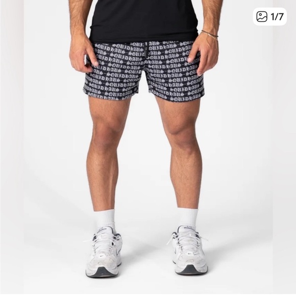 Squidhaus Other - SQUIDHAUS Black White Logo Drawstring Athleisure 4” Mesh Shorts Men Large W29”